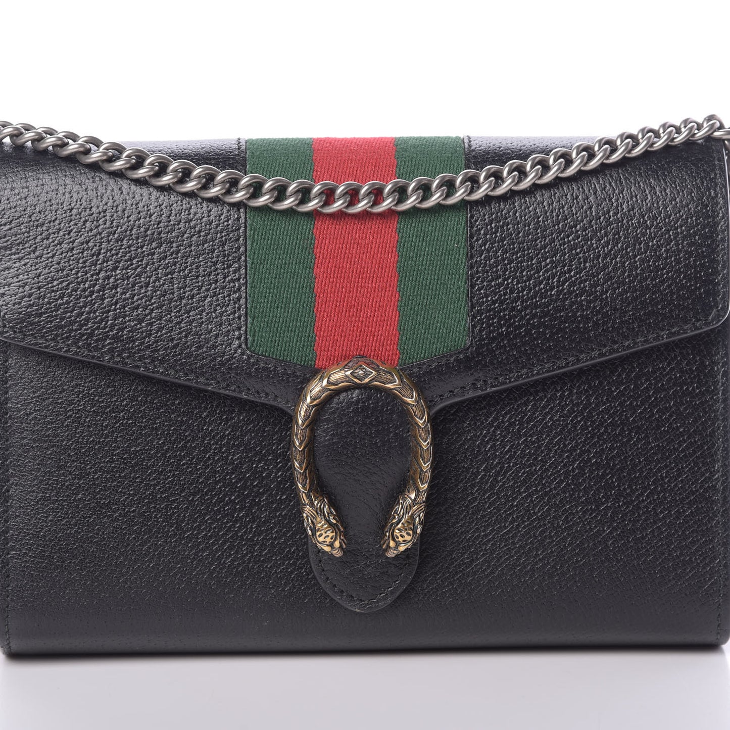 Calfskin Web Mini Dionysus Chain Wallet Black