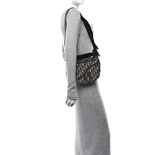 Oblique Mini Soft Saddle Bag Beige Black