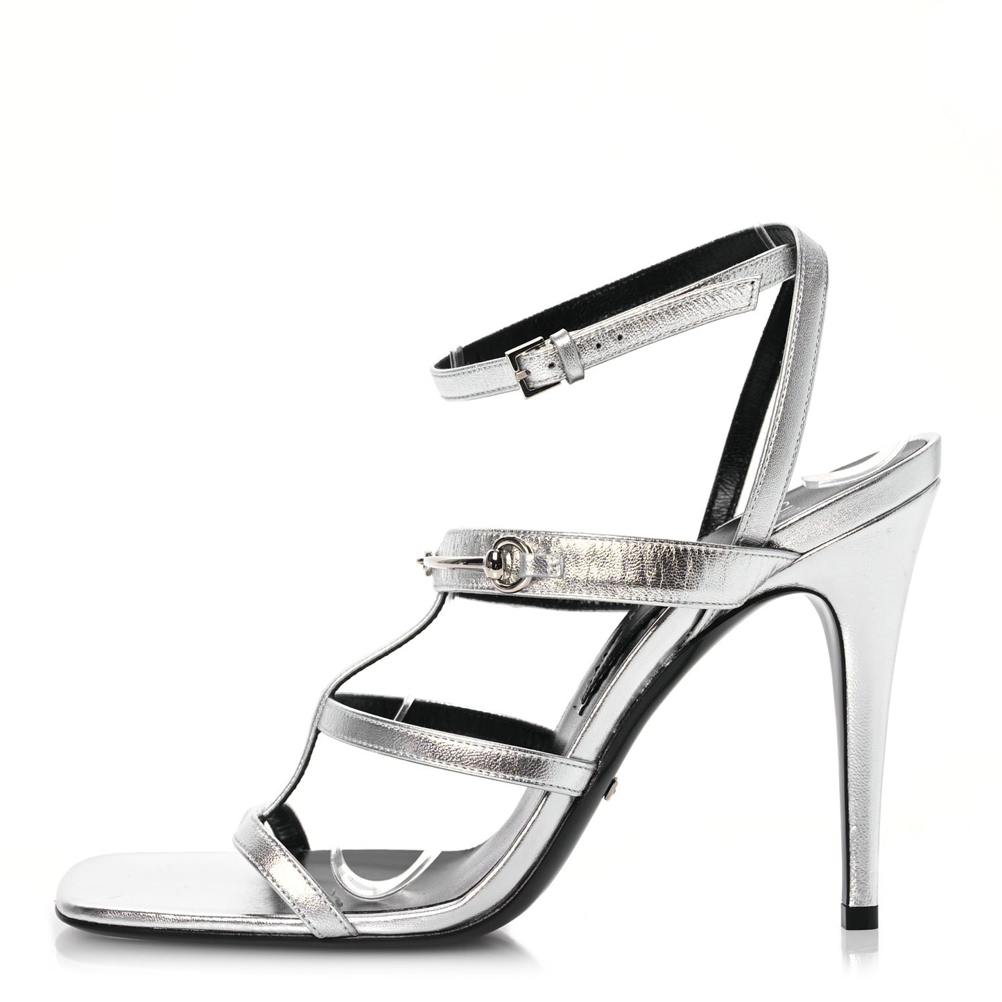 Nappa Silk High Heel Sandals 40 Argento