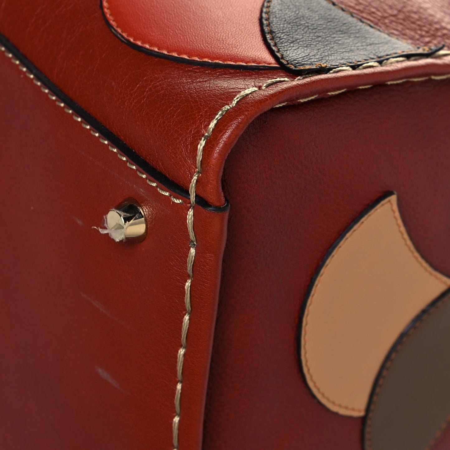 Buffalo Leather Recycled Cashmere Scallop Patches Large Edith Day Bag Sepia Multicolor