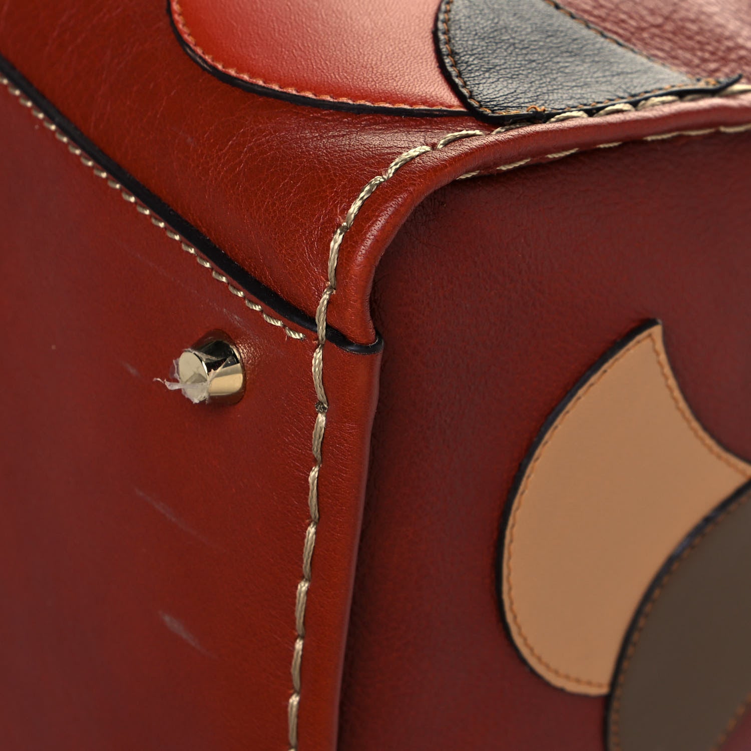 Chloe Buffalo Leather Recycled Cashmere Scallop Patches Large Edith Day Bag Sepia Multicolor 10 of 13