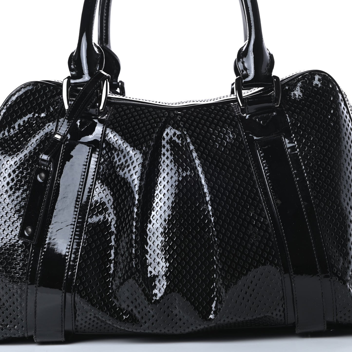 Prorsum Perforated Patent Calfskin Knight Satchel Black