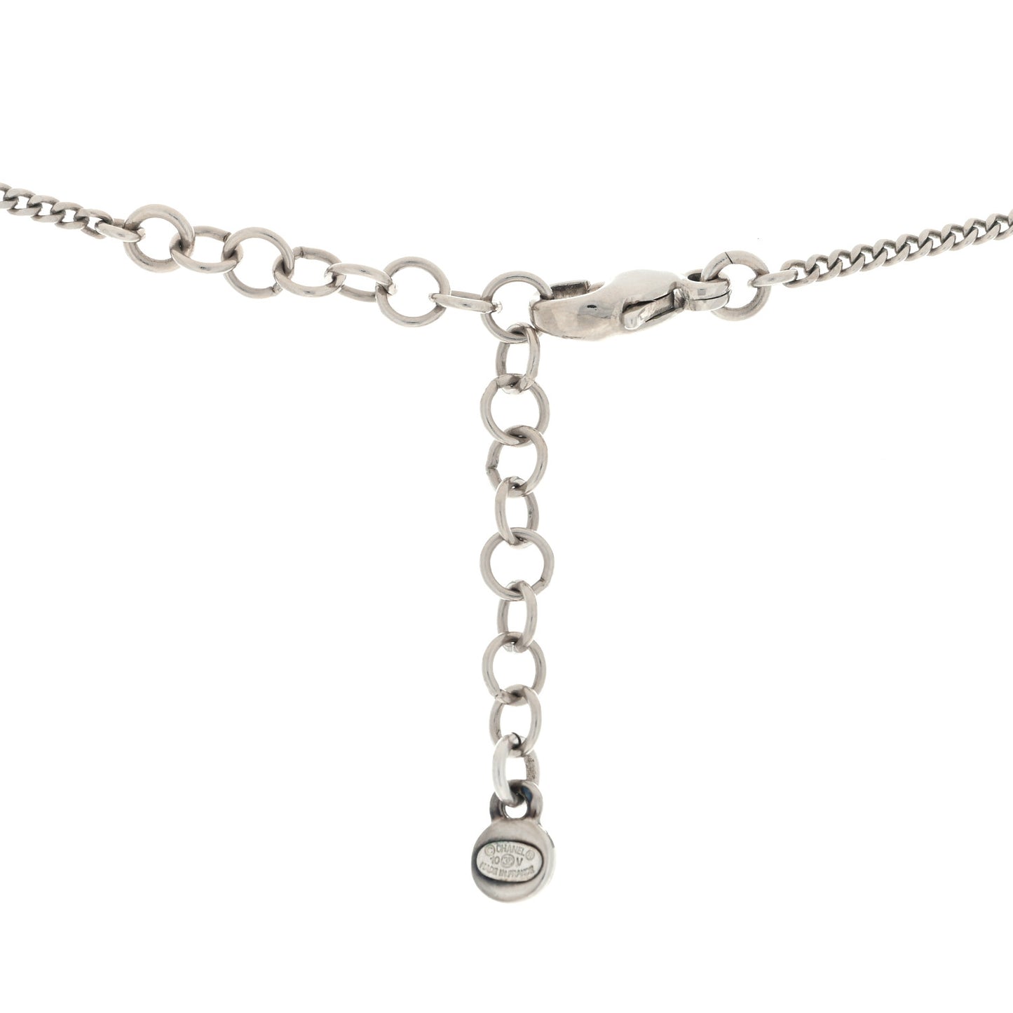 Crystal CC Drop Pendant Necklace Silver