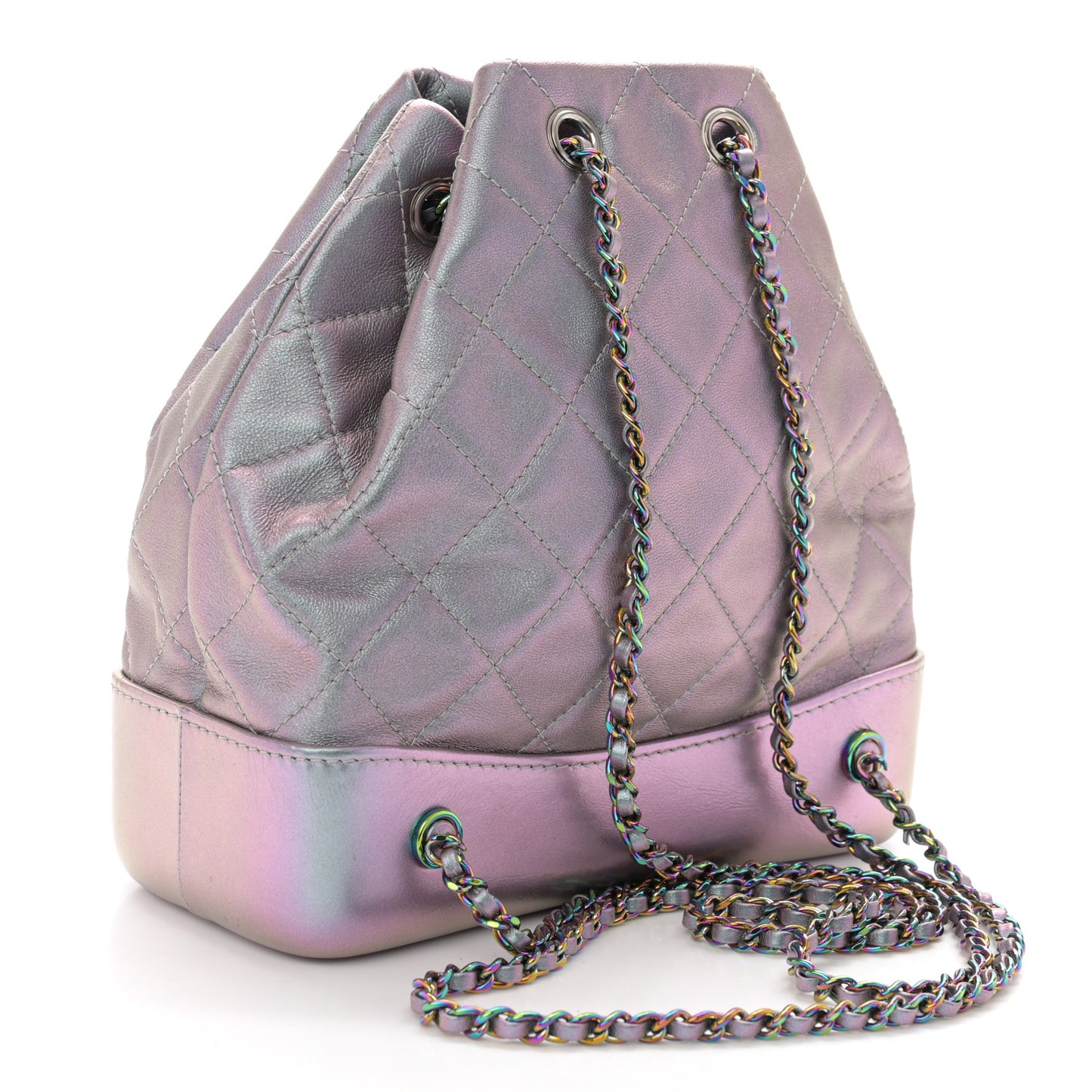 Iridescent Lambskin Calfskin Small Quilted Gabrielle Backpack Light Purple