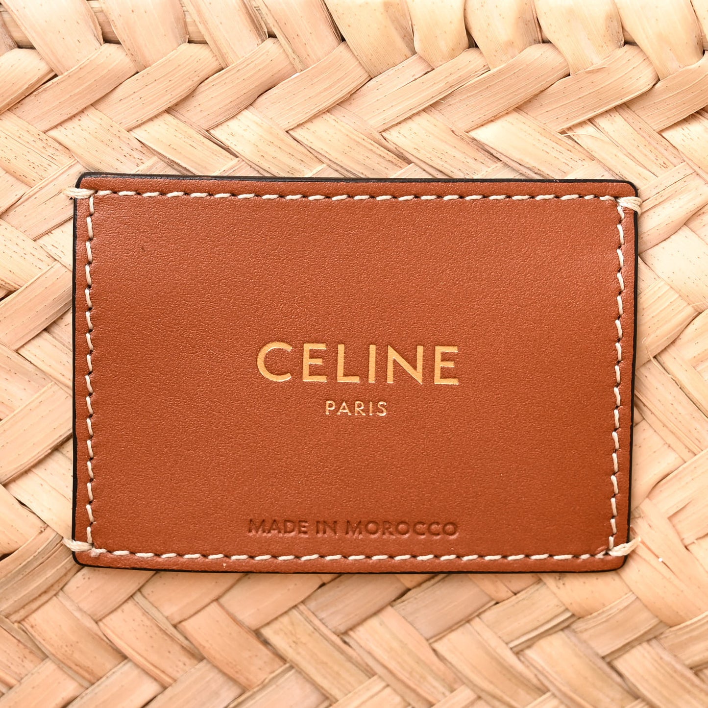 Raffia Calfskin Triomphe Medium Panier Tan