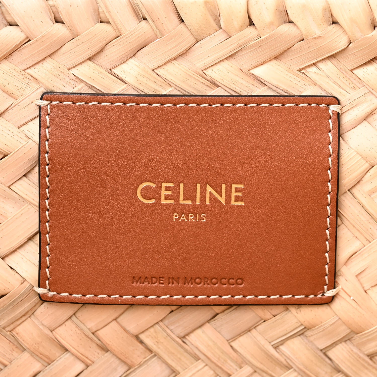 Celine Raffia Calfskin Triomphe Medium Panier Tan 6 of 9