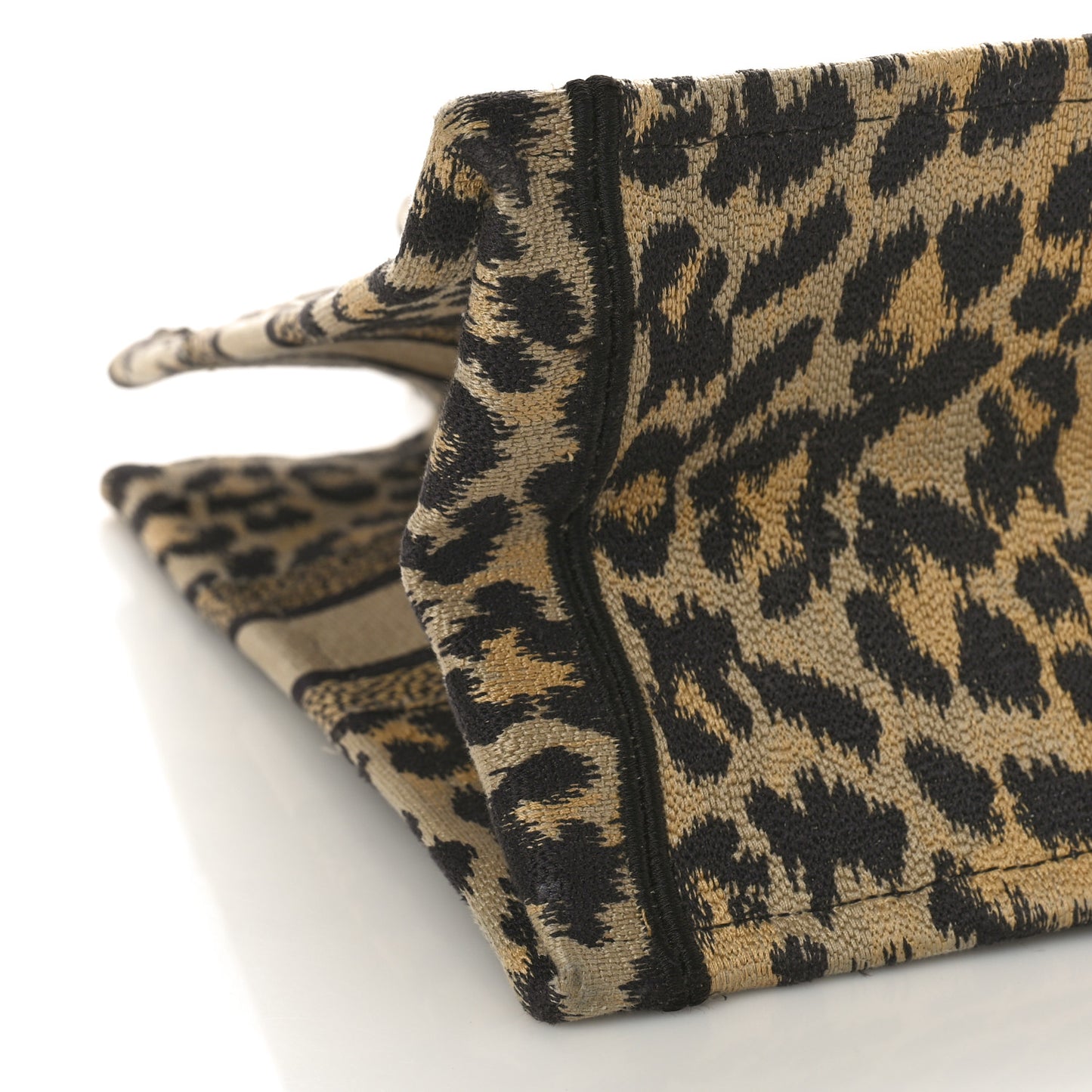 Canvas Mizza Embroidered Medium Leopard Book Tote Beige