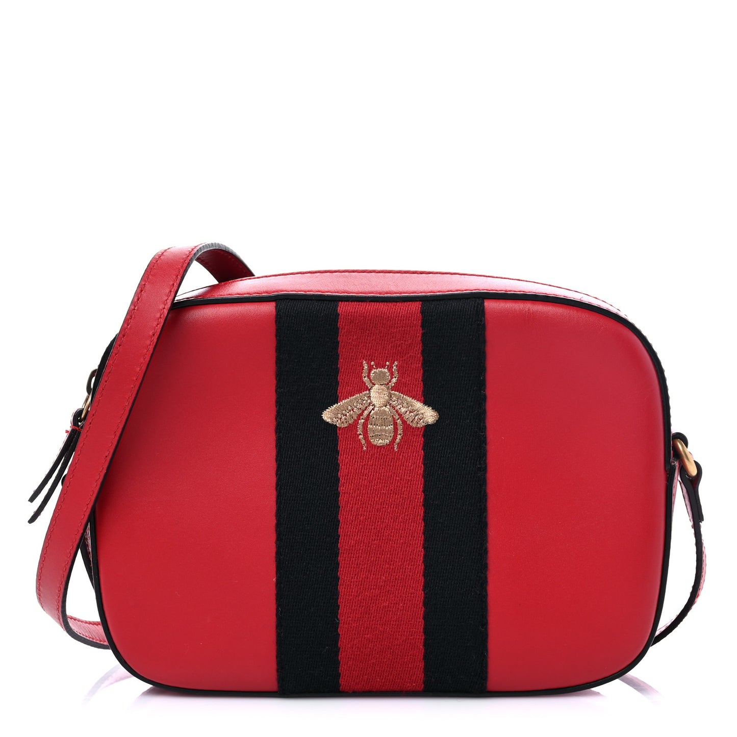 Calfskin Web Small Webby Bee Shoulder Bag Red