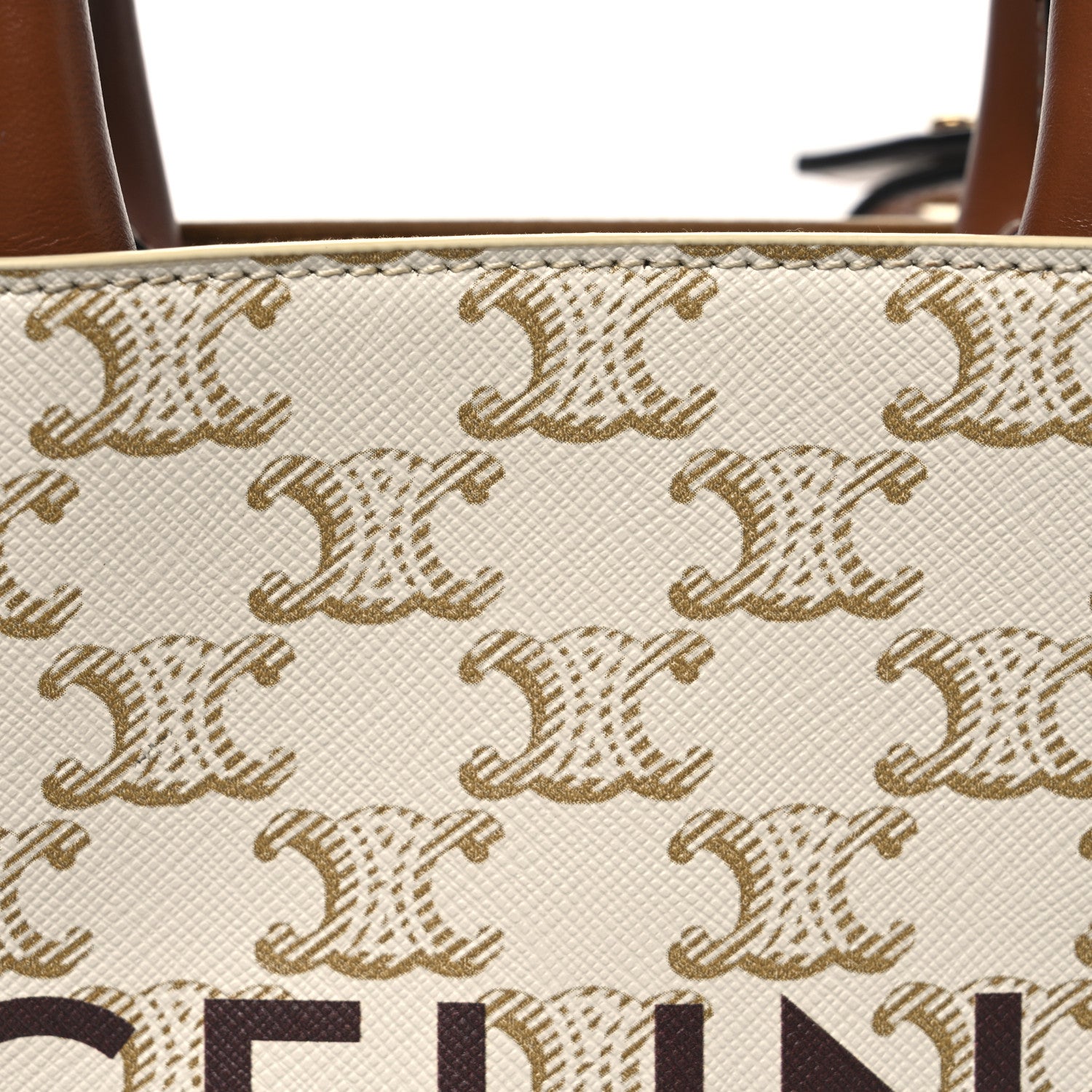 Celine Triomphe Canvas Calfskin Mini Vertical Cabas White 7 of 9