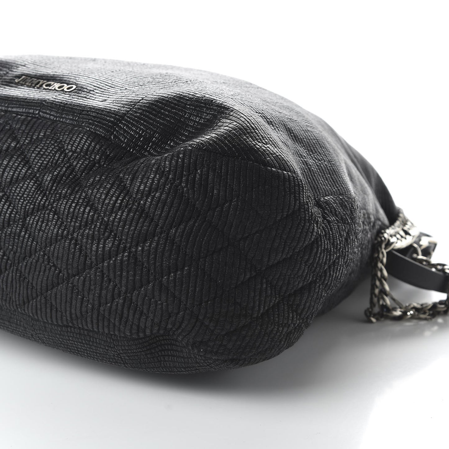 Lizard Embossed Large Boho Biker Hobo Black