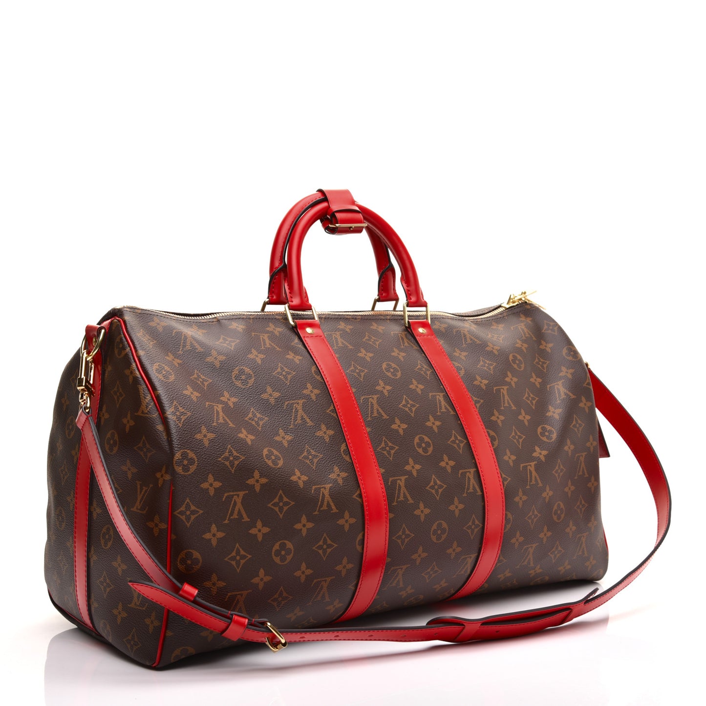 Calfskin Monogram Keepall Bandouliere 50 Coquelicot