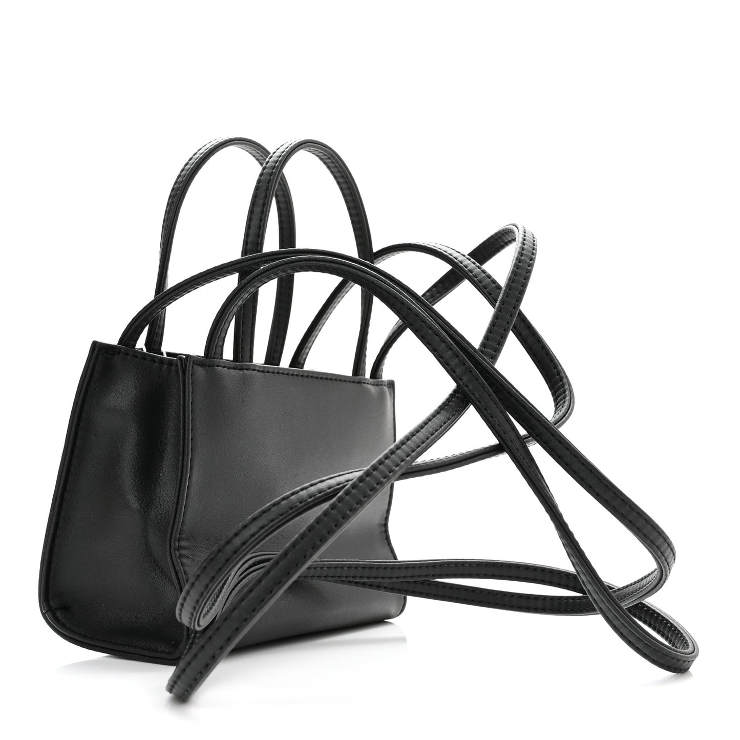 Vegan Leather Small Shopping Bag Black