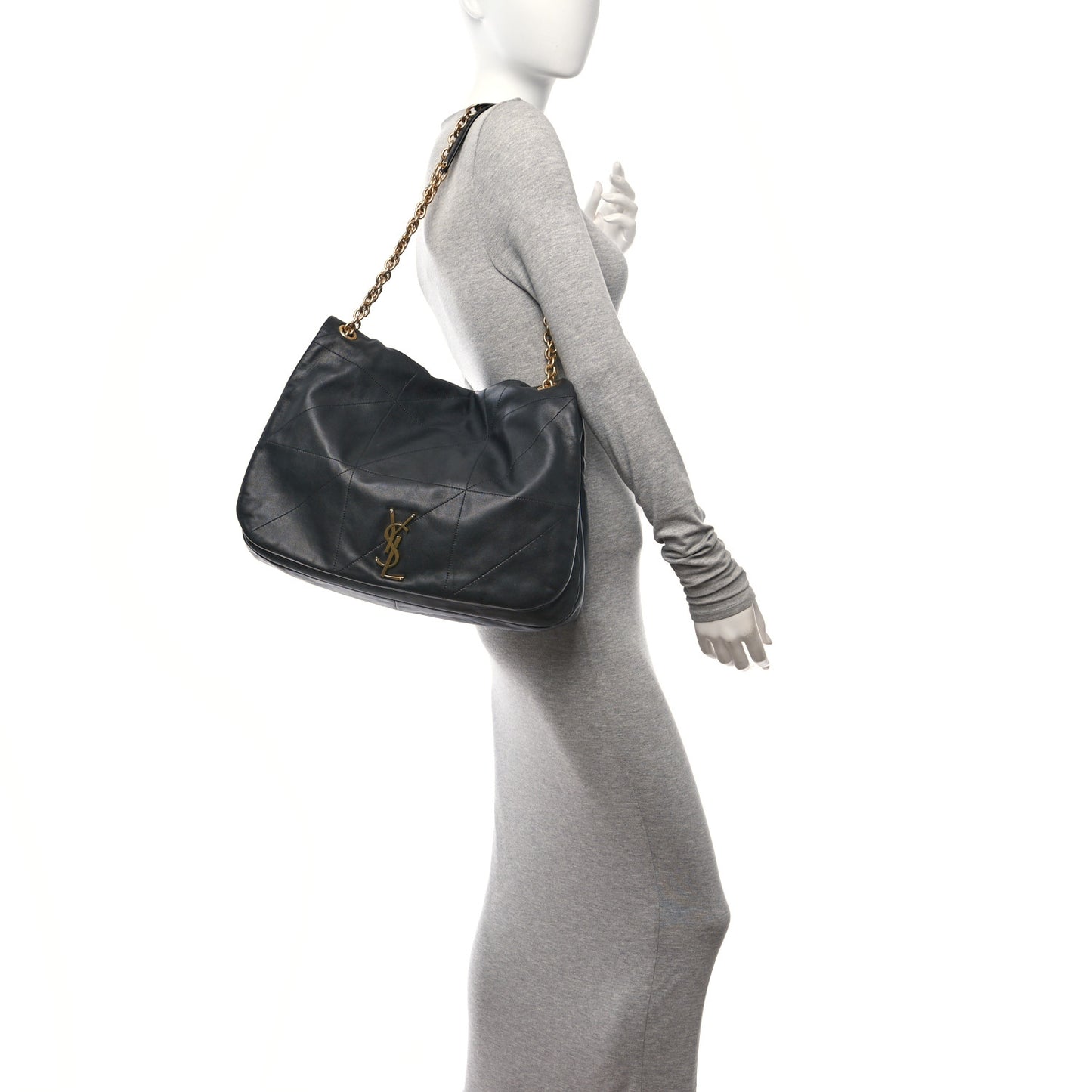 Lambskin Matelasse Monogram Large Jamie 4.3 Black