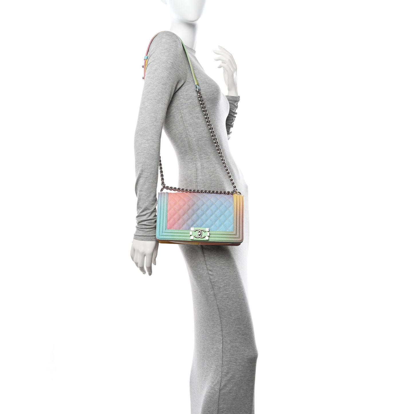 Caviar Quilted Medium Cuba Rainbow Boy Flap Multicolor
