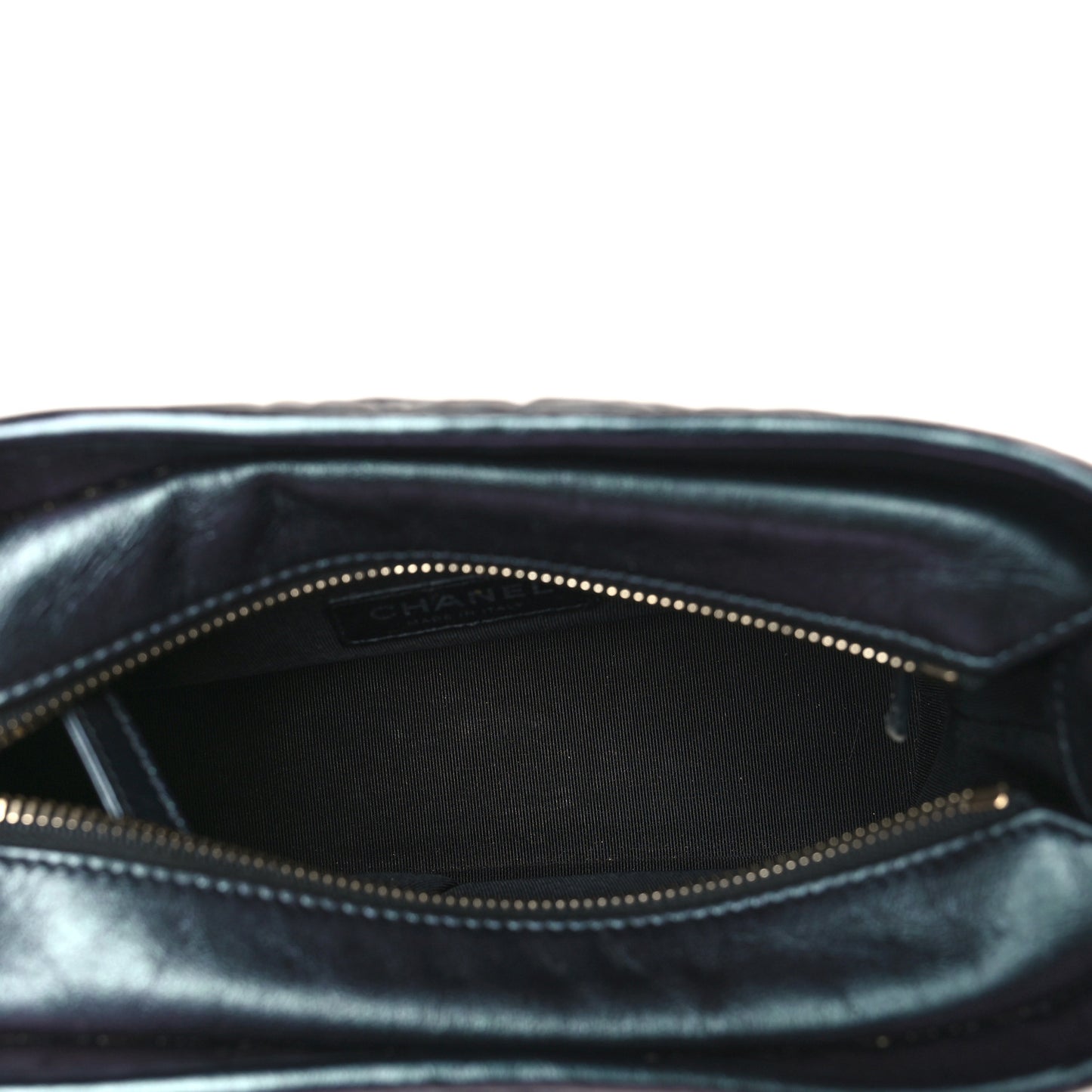 Iridescent Aged Calfskin Quilted Small Gabrielle Hobo Black