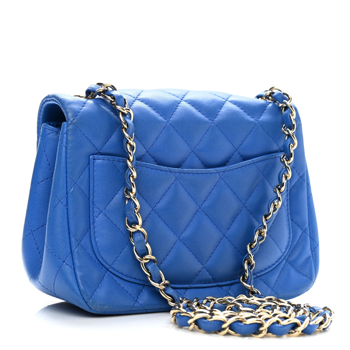 Lambskin Quilted Mini Square Flap Blue