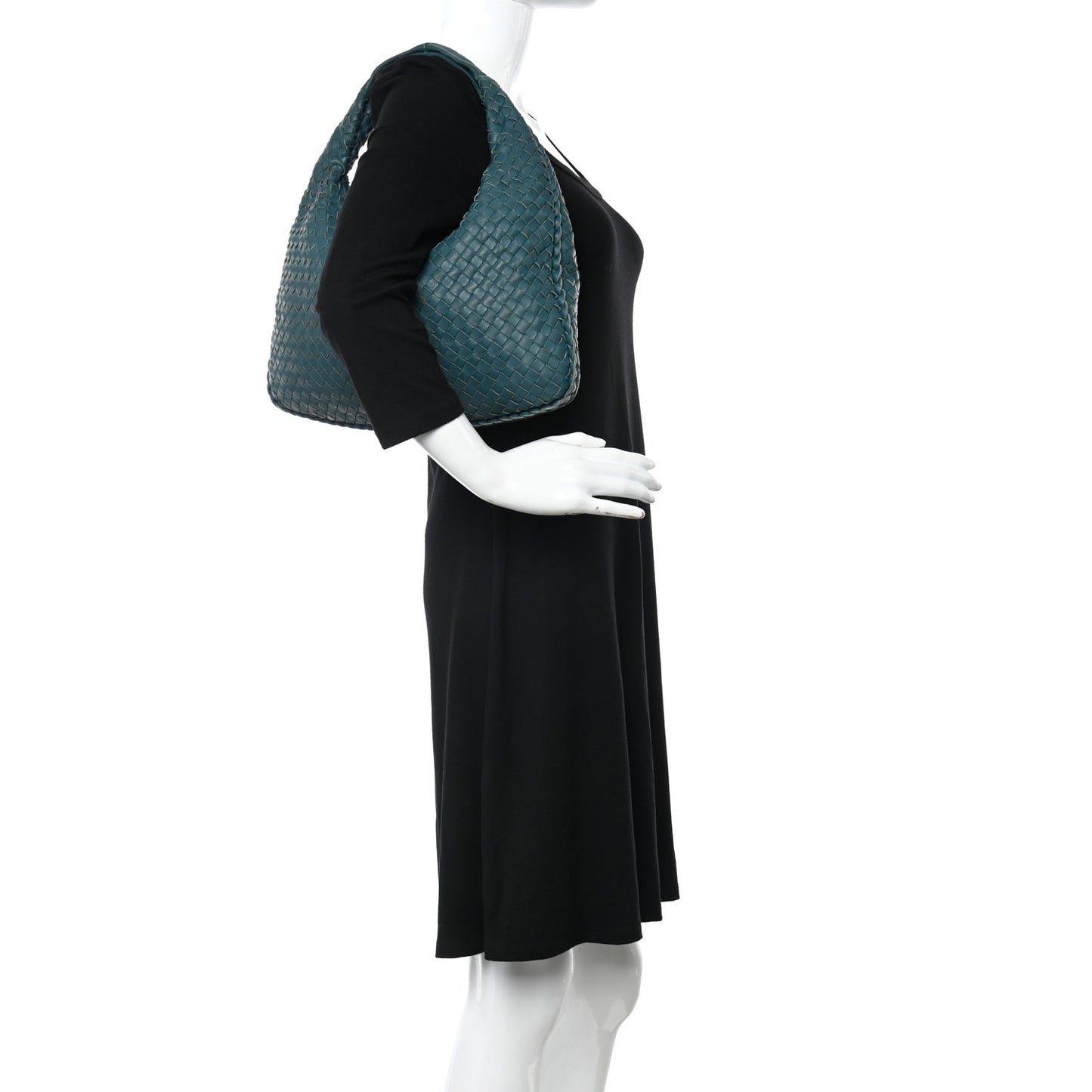 Nappa Intrecciato Large Veneta Hobo Teal