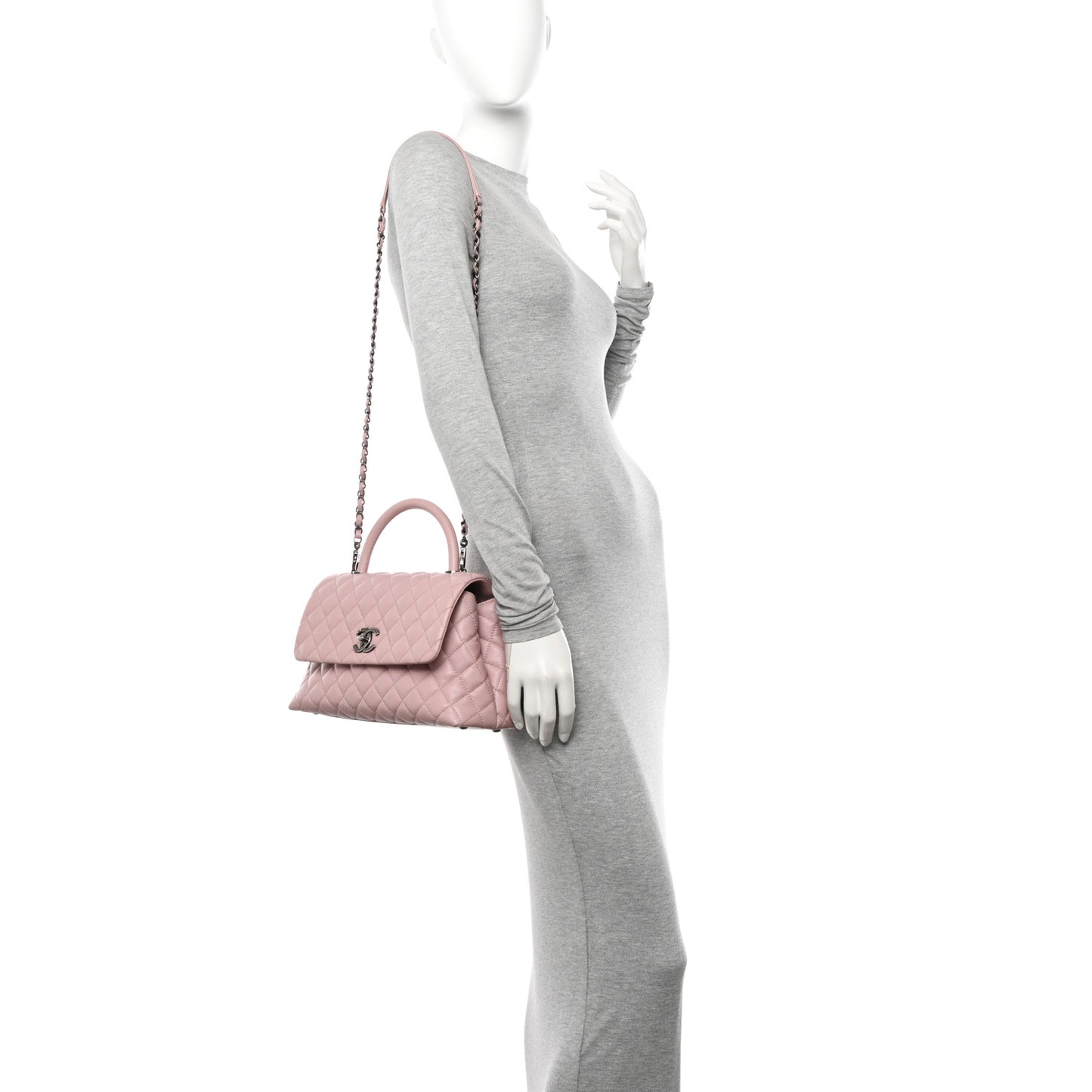 Caviar Quilted Small Coco Handle Flap Light Pink