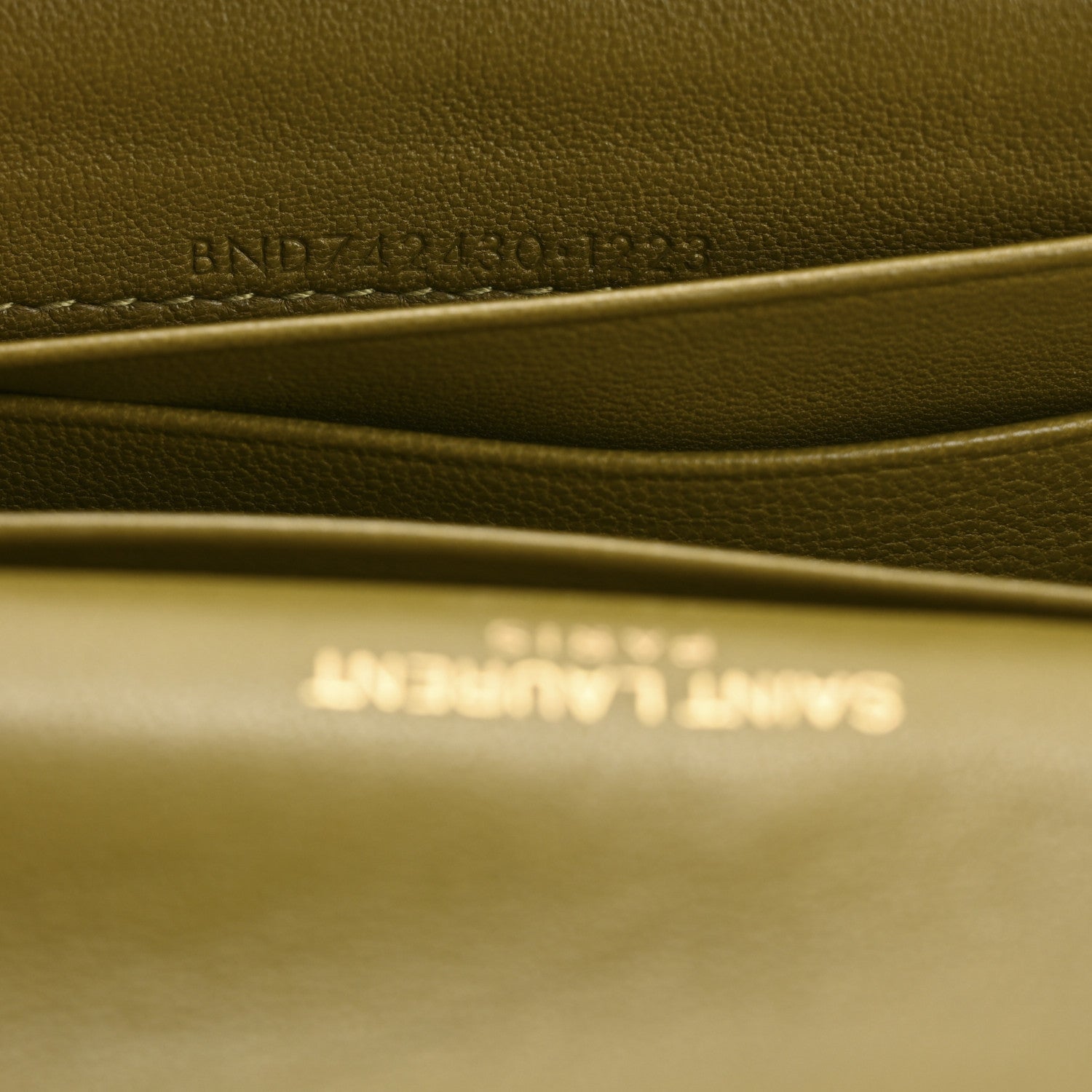 Saint Laurent Lambskin Carre Quilted Cassandre Small Envelope Wallet Olive Drab 7 of 7