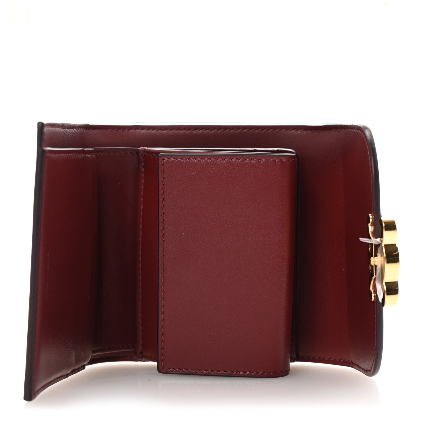 Shiny Calfskin Small Triomphe Wallet Deep Burgundy