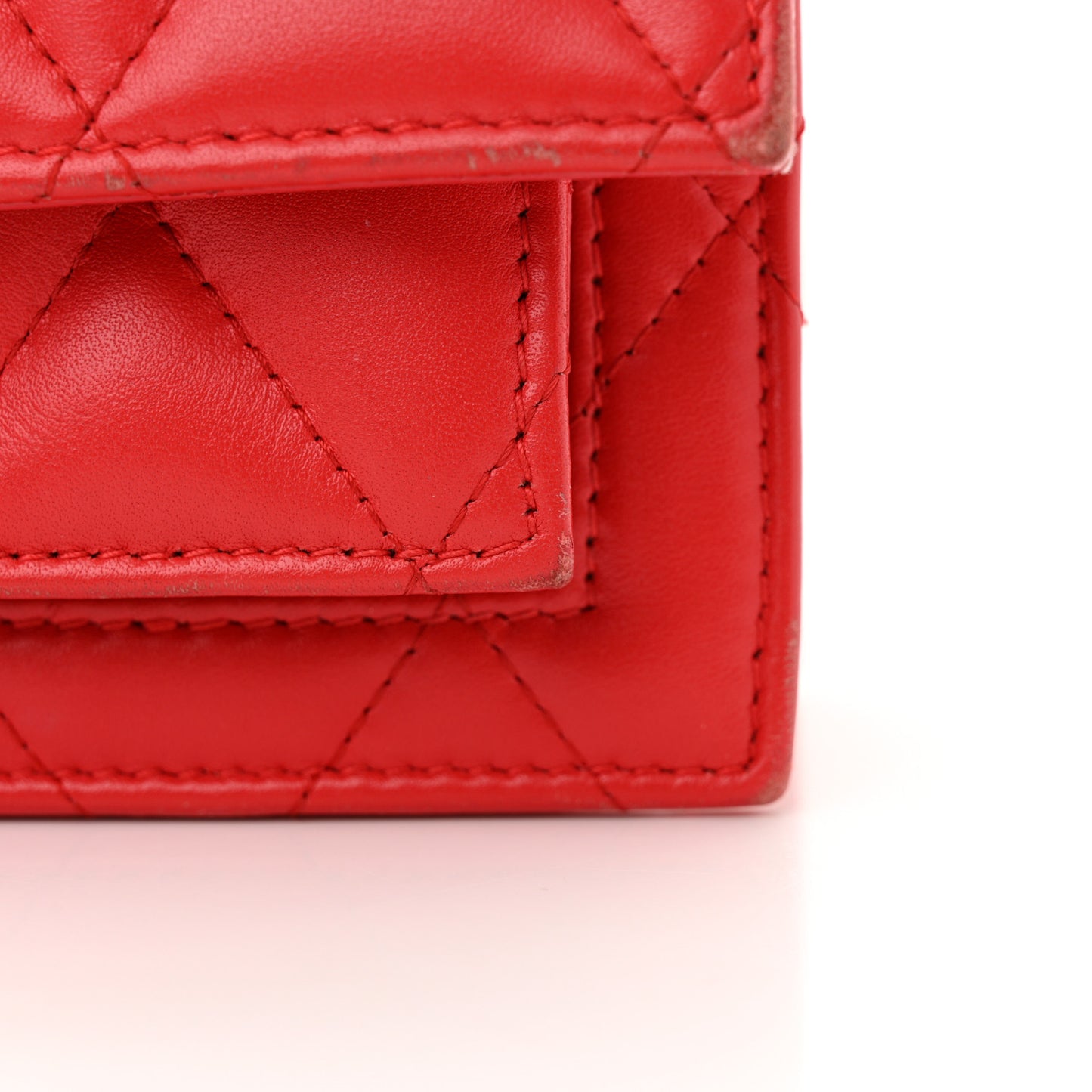 Nappa Calfskin Quilted XS Sharp Top Handle Bag Bright Red