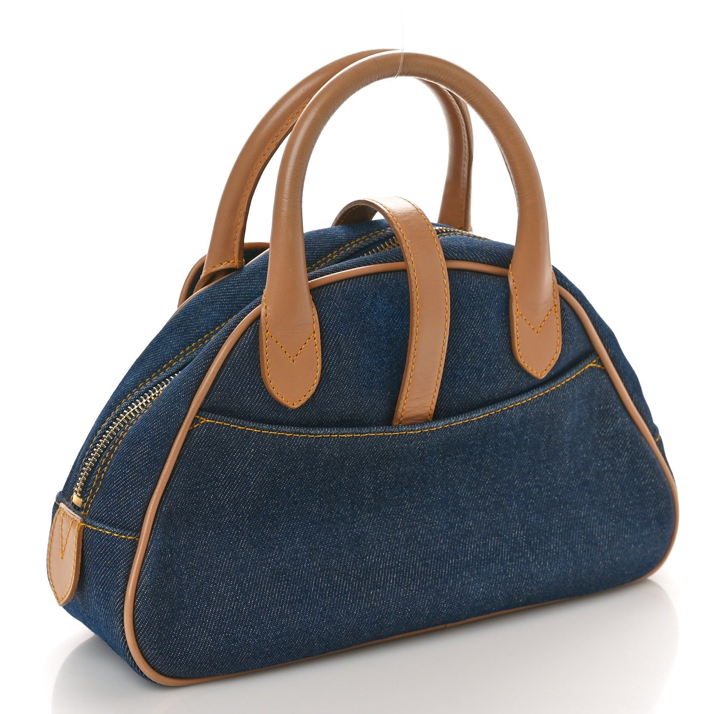 Denim Calfskin Mini Saddle Bowler Blue