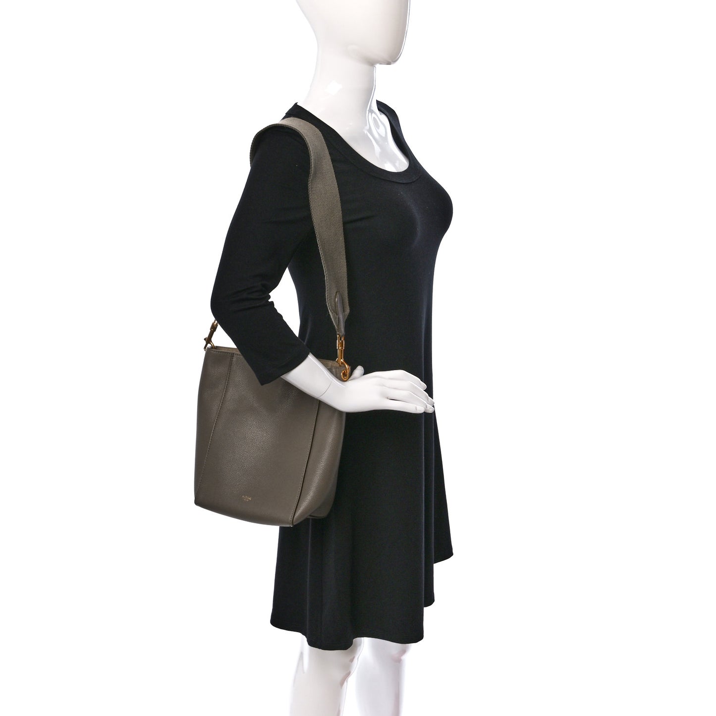 Soft Grained Calfskin Small Sangle Bucket Bag Taupe