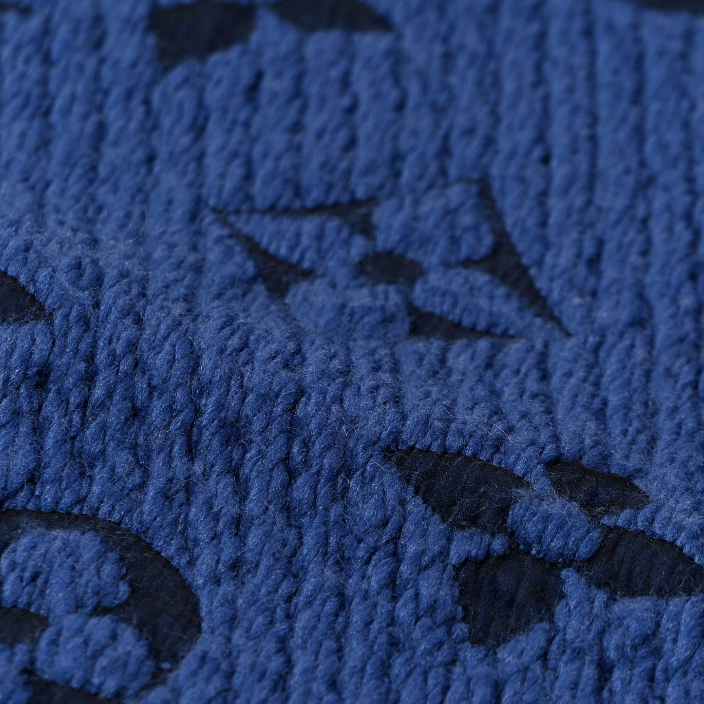 LOUIS VUITTON Wool Silk Logomania Scarf Denim Dark