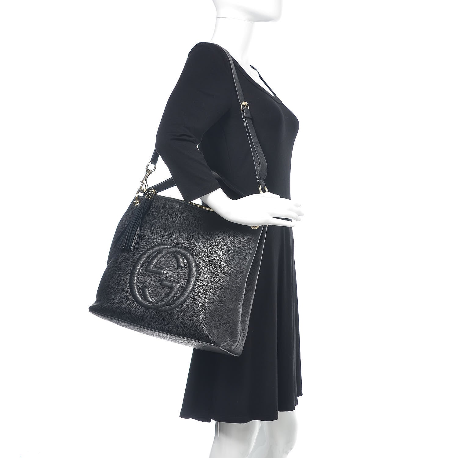 Gucci Pebbled Calfskin Large Soho Hobo Black 2 of 13