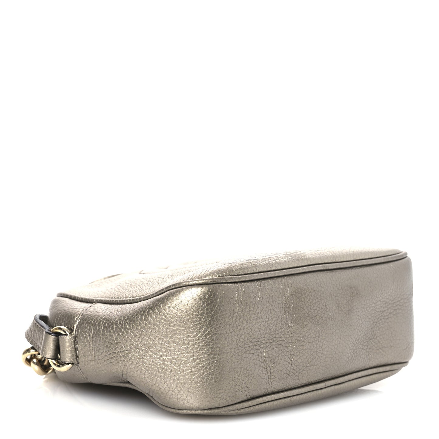 Metallic Pebbled Calfskin Small Soho Disco Bag Golden Beige