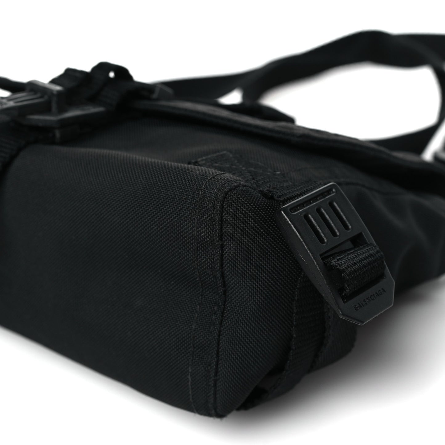 Nylon Logo Embroidered Army Messenger Bag Black