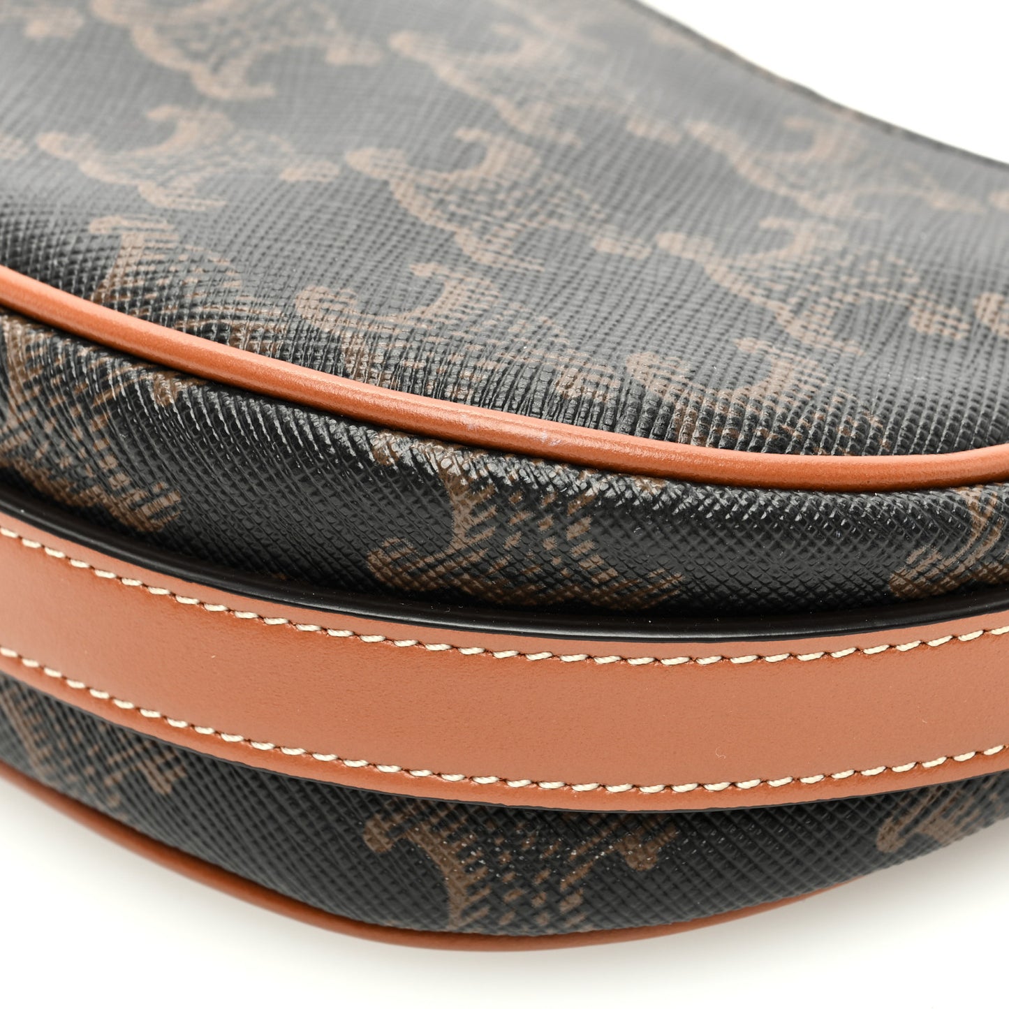 Canvas Calfskin Mini Ava Triomphe Shoulder Bag Tan