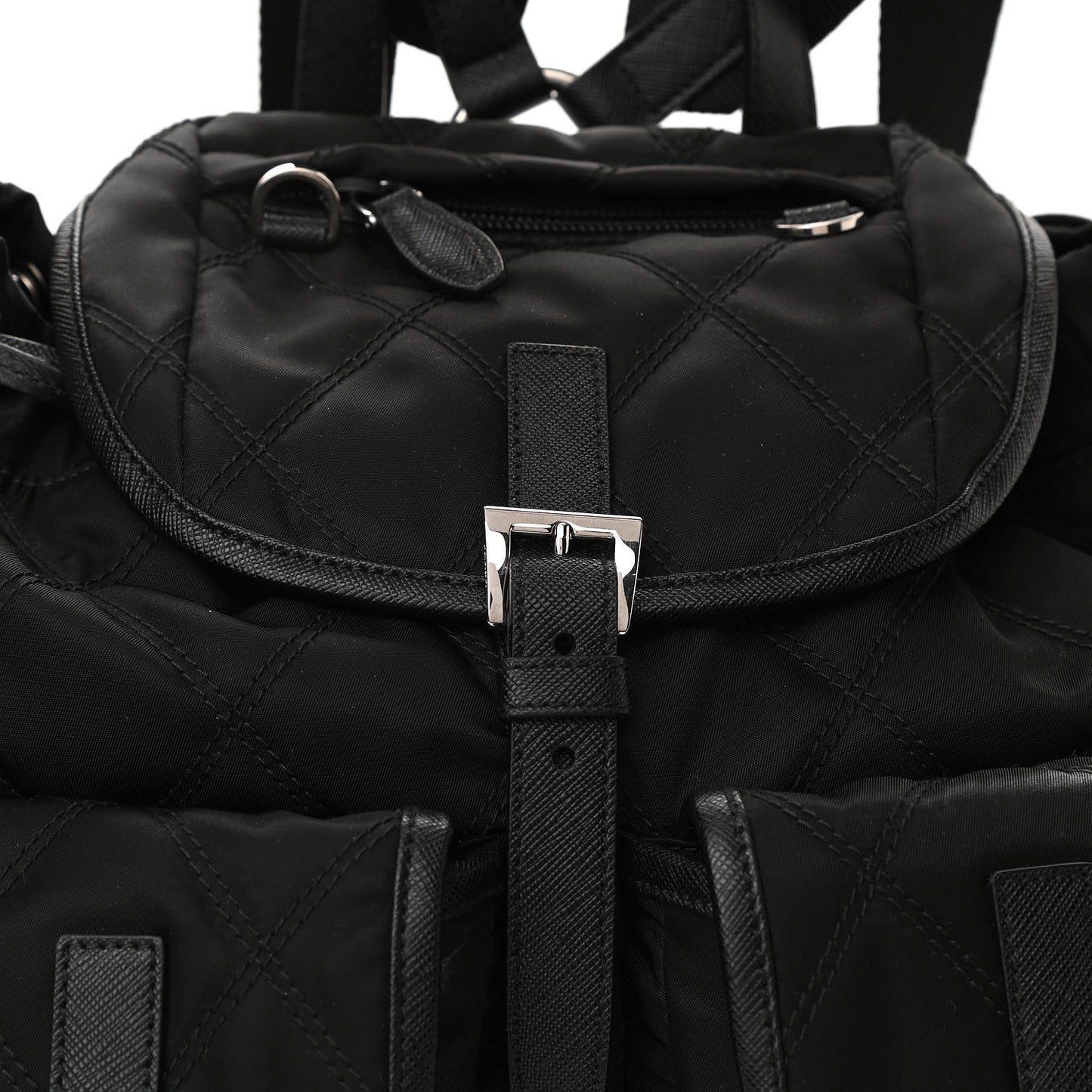 Tessuto Nylon Saffiano Vela Quilted Backpack Black