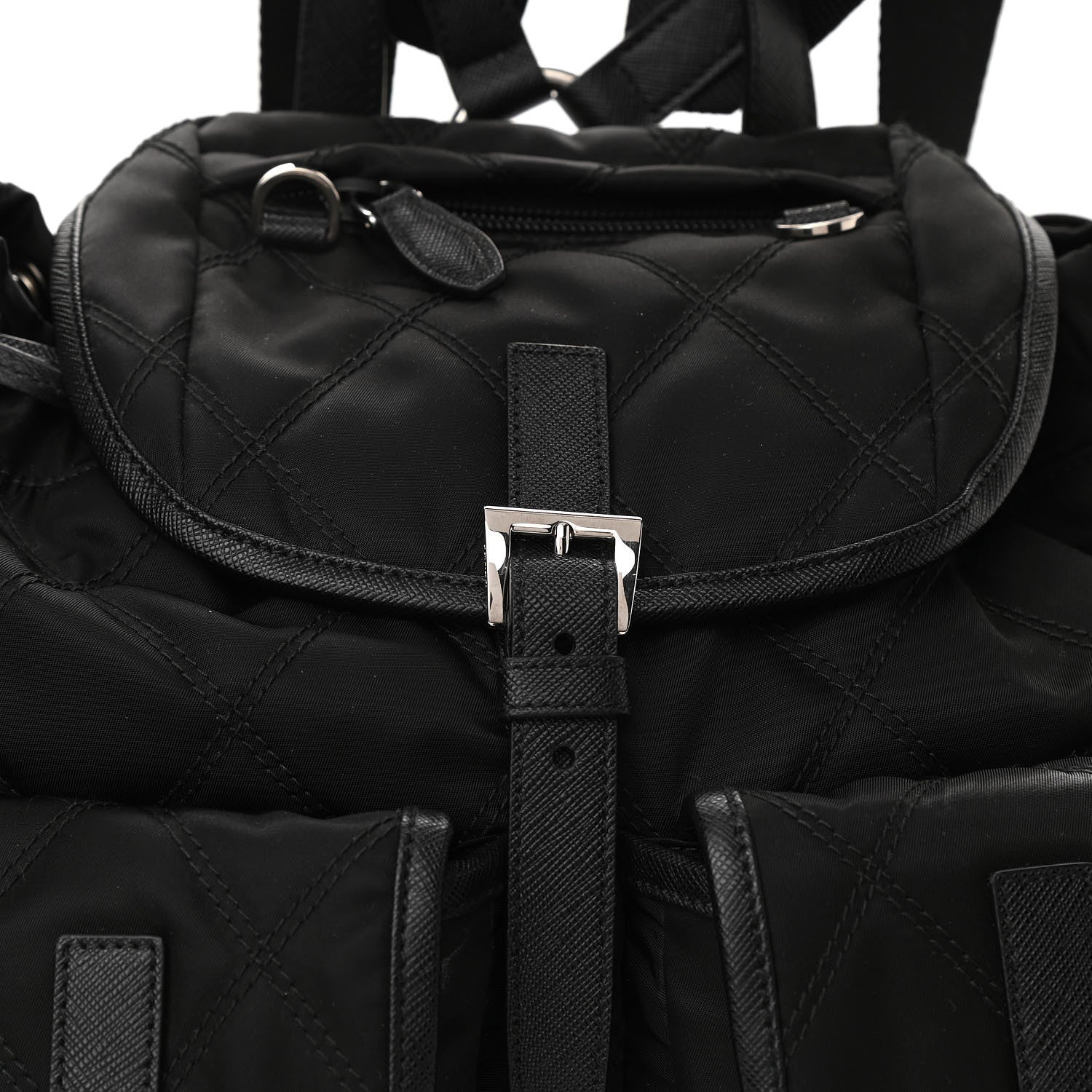 Prada Tessuto Nylon Saffiano Vela Quilted Backpack Black 7 of 9