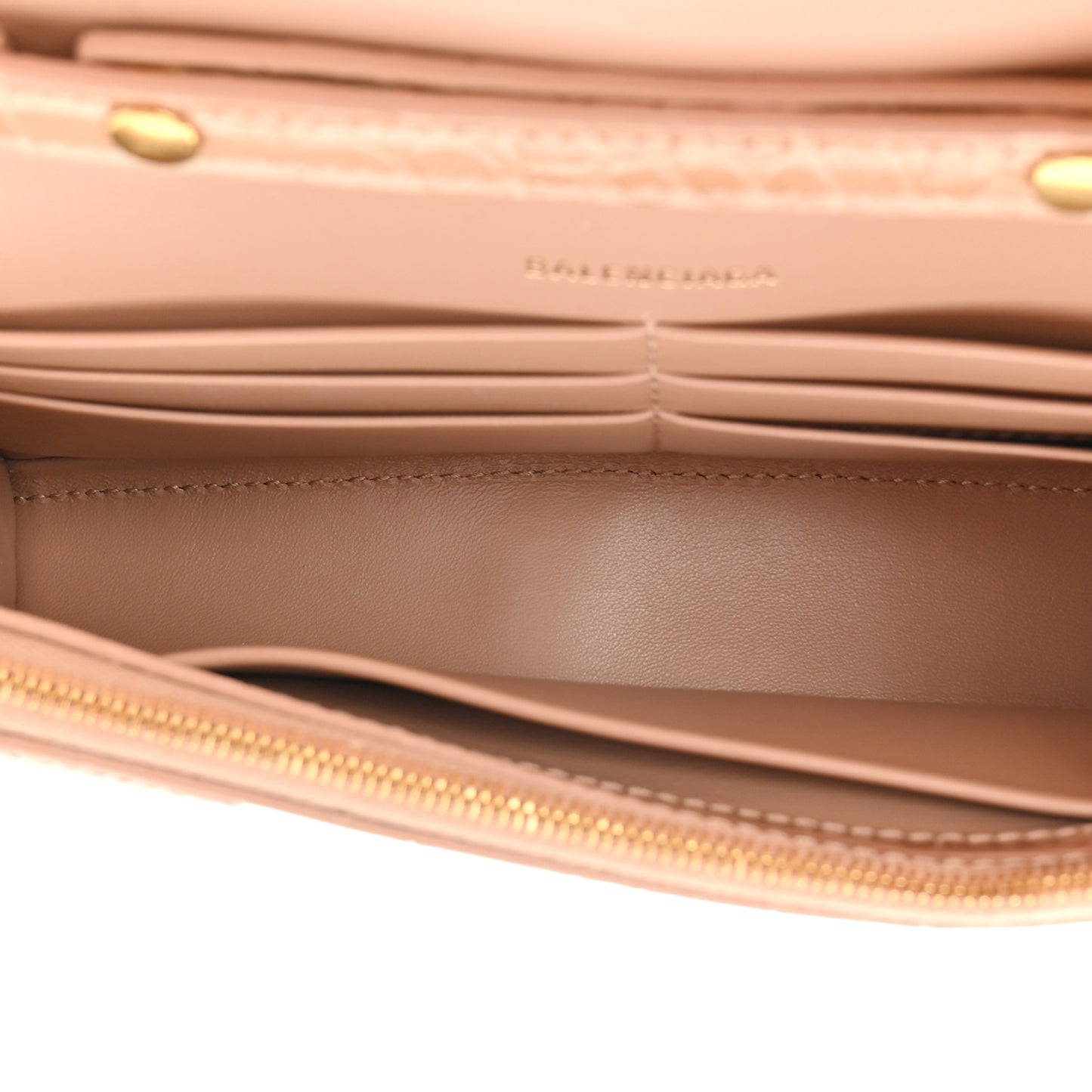 Shiny Calfskin Crocodile Embossed Hourglass Chain Bag Nude Beige