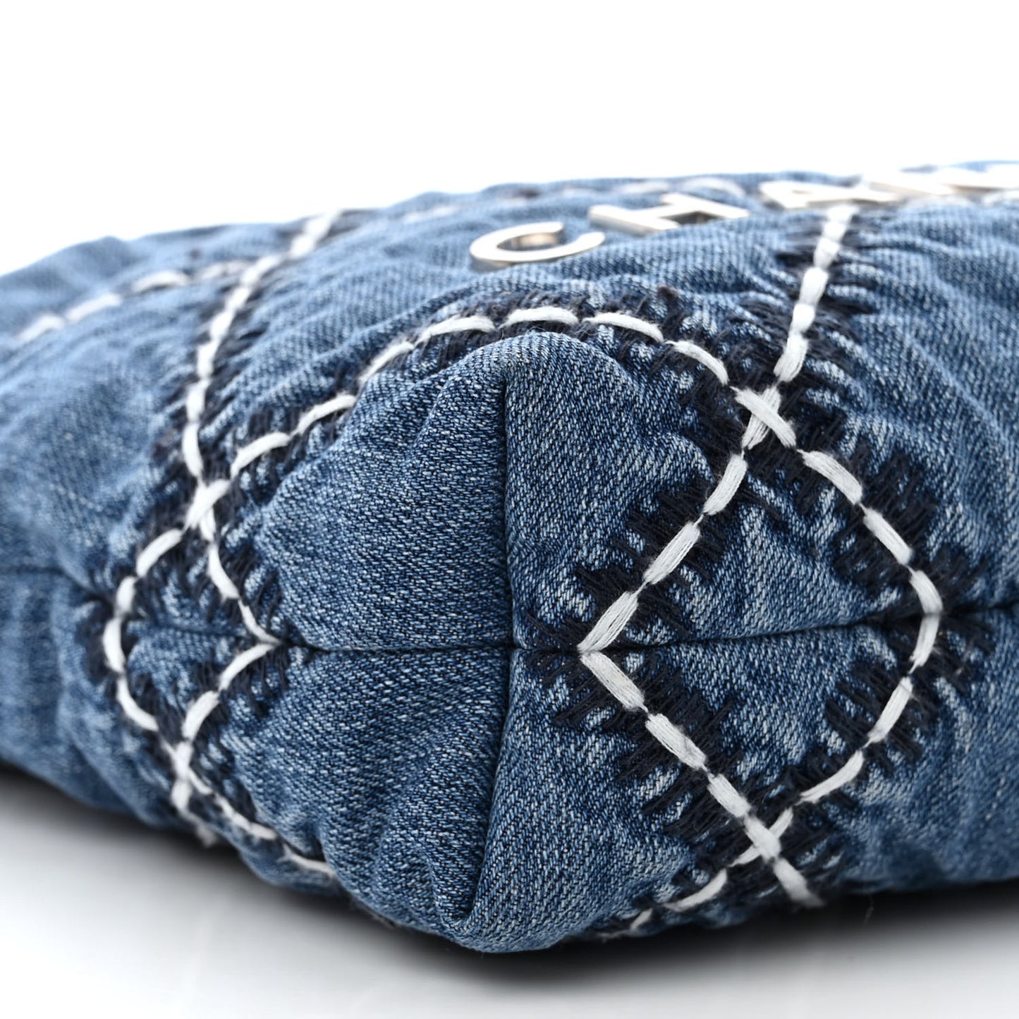 Denim Stitched Quilted Mini Chanel 22 Blue