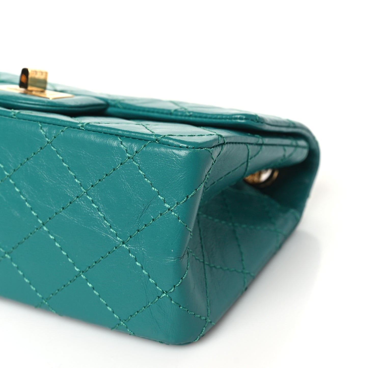 Aged Calfskin Quilted 2.55 Reissue Mini Flap Green