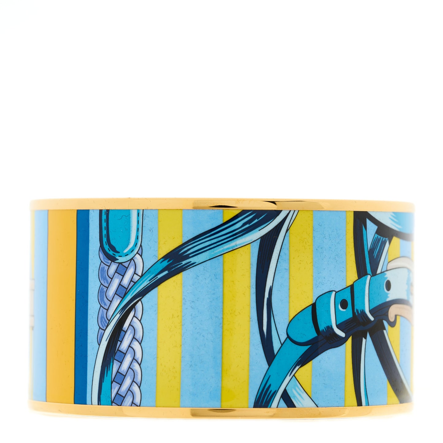 Enamel Printed Coaching Extra Wide Bracelet 62 Pollen Et Azur