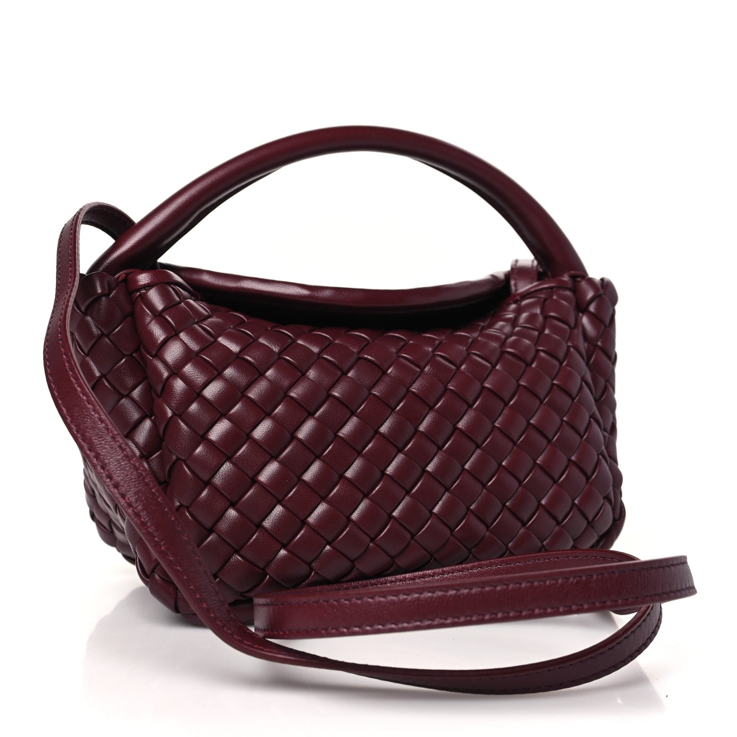 Nappa Intrecciato Small Cobble Top Handle Bag Barolo