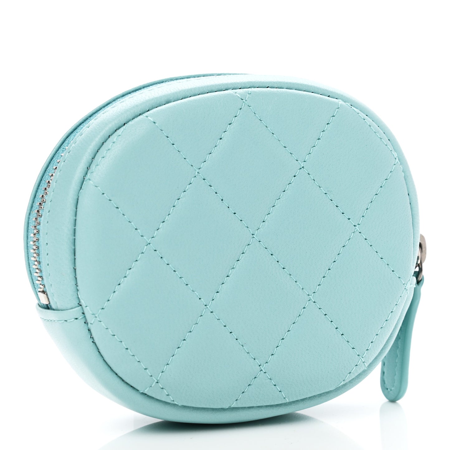 Lambskin Quilted Zip Around Classic Coin Purse Light Blue