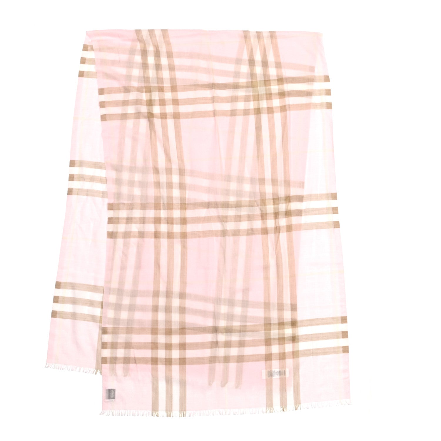Burberry Wool Silk Gauze Giant Check Scarf Alabaster Pink 2 of 5