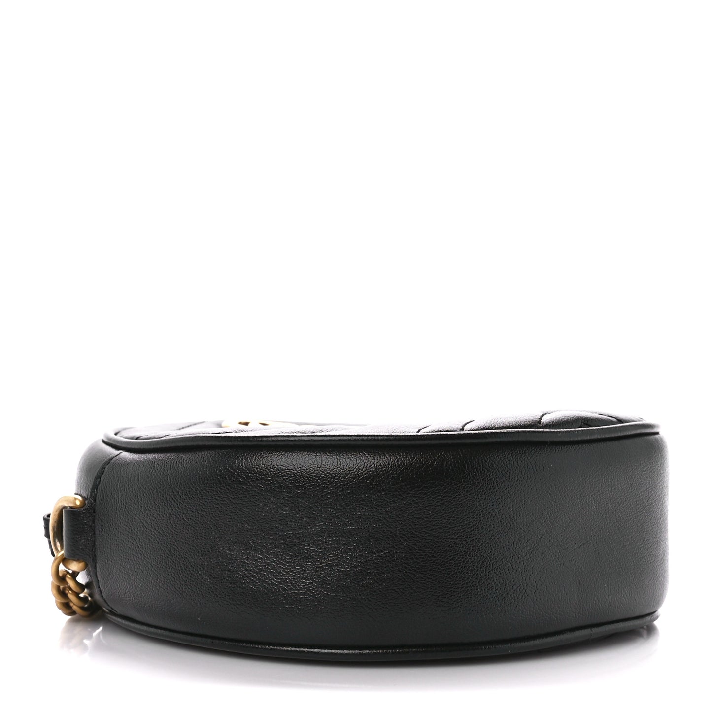Azalea Calfskin Matelasse Heart Mini GG Marmont Round Shoulder Bag Black