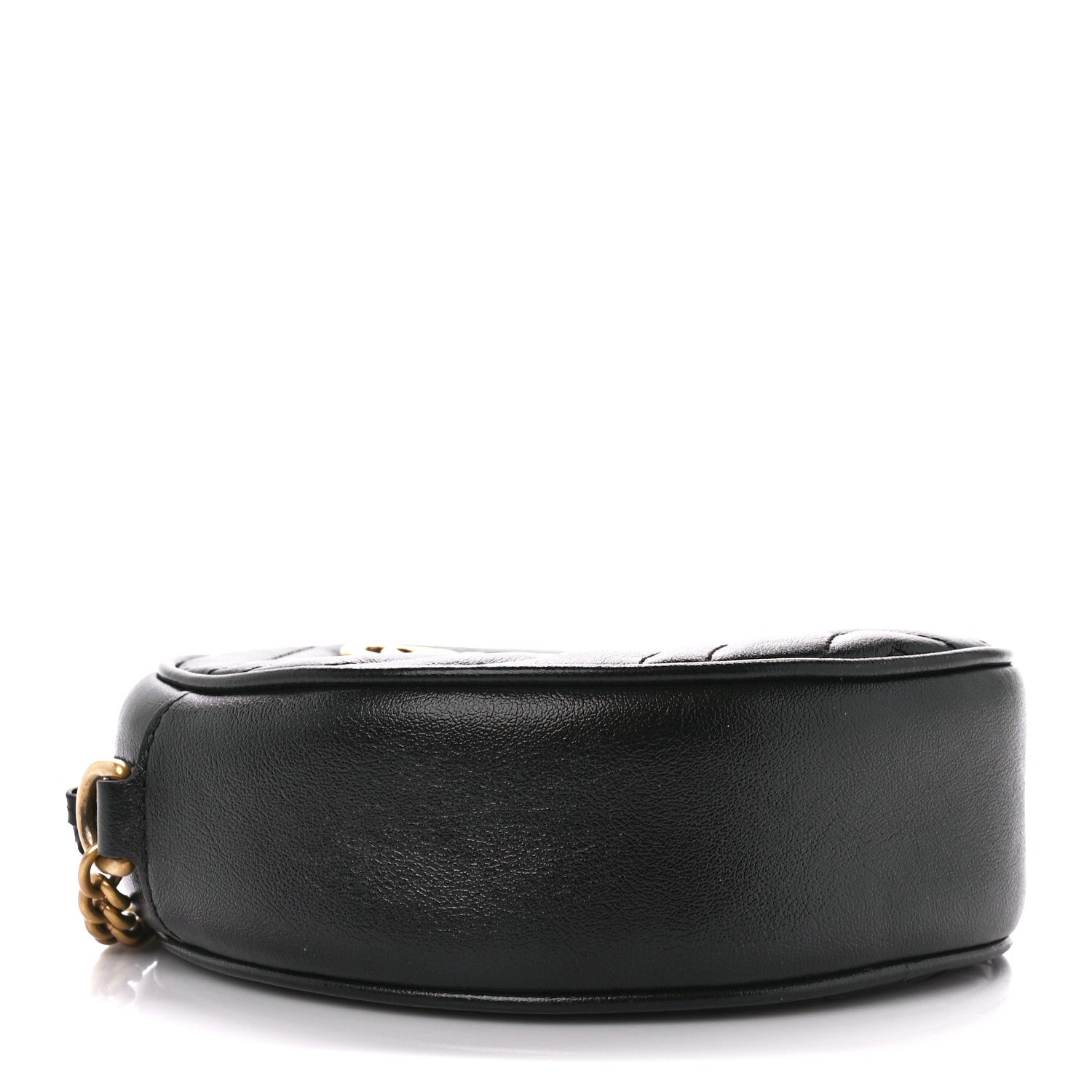 Gucci Azalea Calfskin Matelasse Heart Mini GG Marmont Round Shoulder Bag Black 4 of 11
