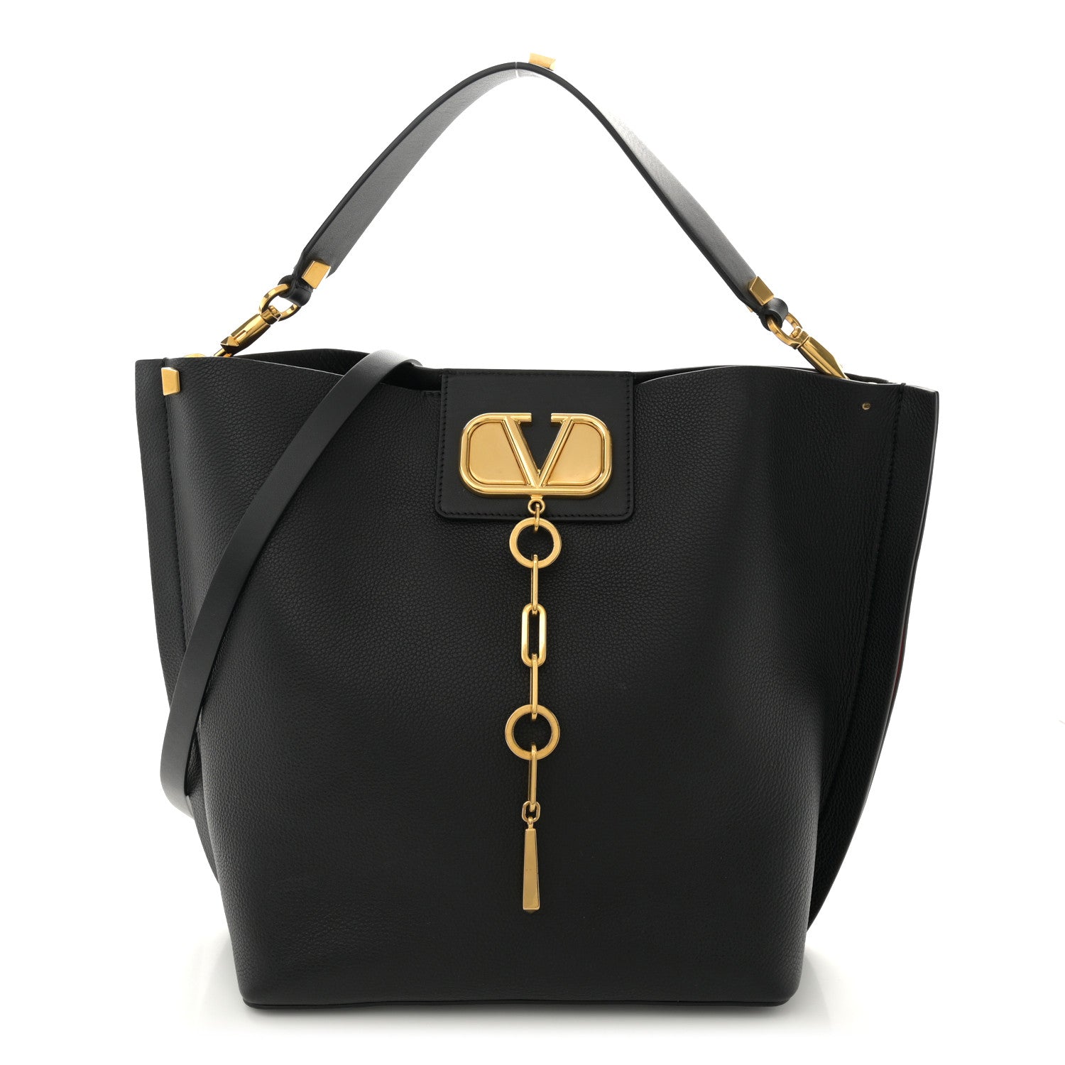 Valentino Garavani Grainy Calfskin VLogo Escape Hobo Bag Black