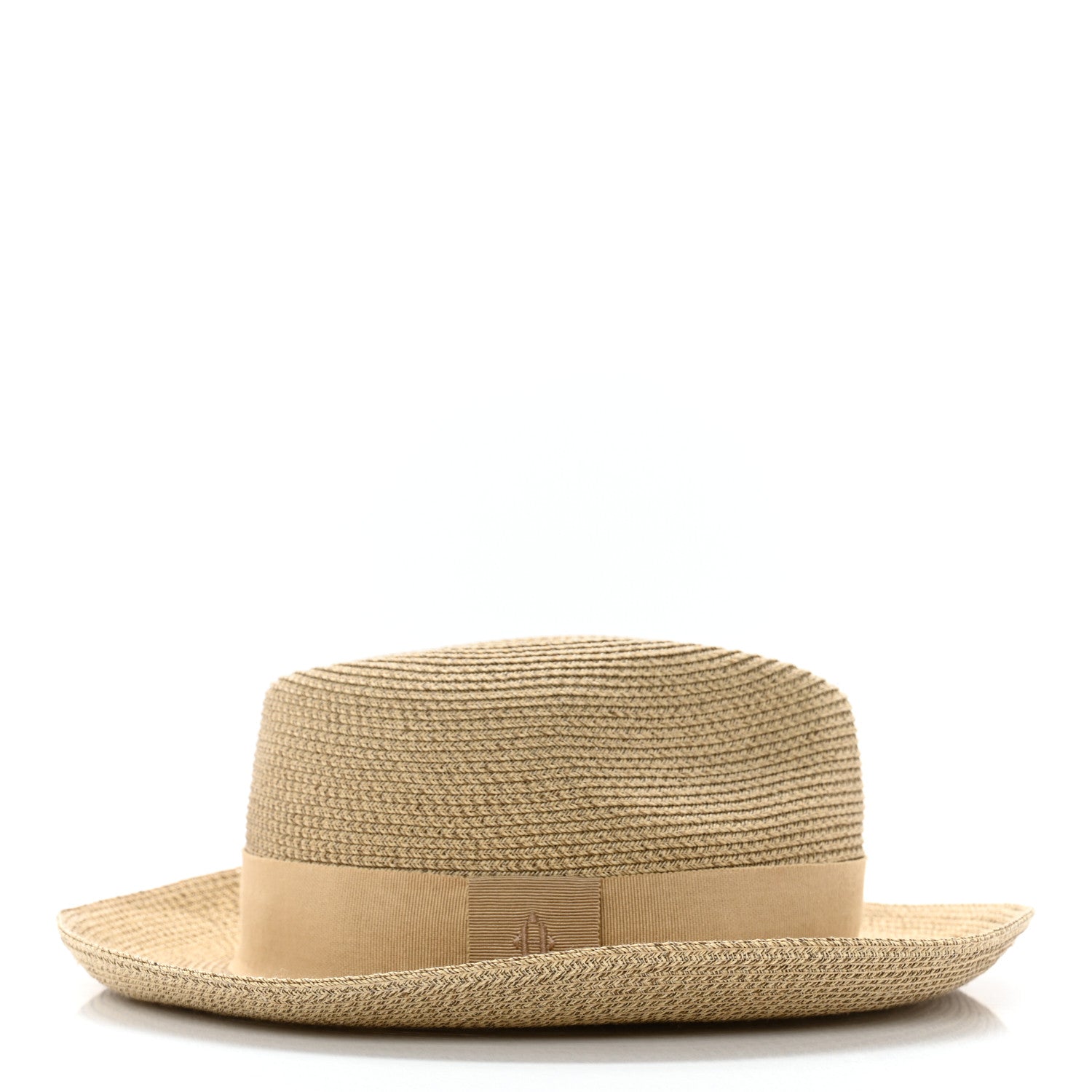 Hermes Straw Grosgrain Hat 58 5 of 12