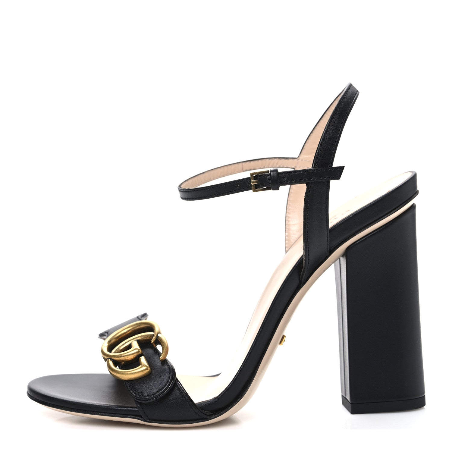 Gucci Lifford Calfskin GG Marmont Ankle Wrap 105mm Sandals 37