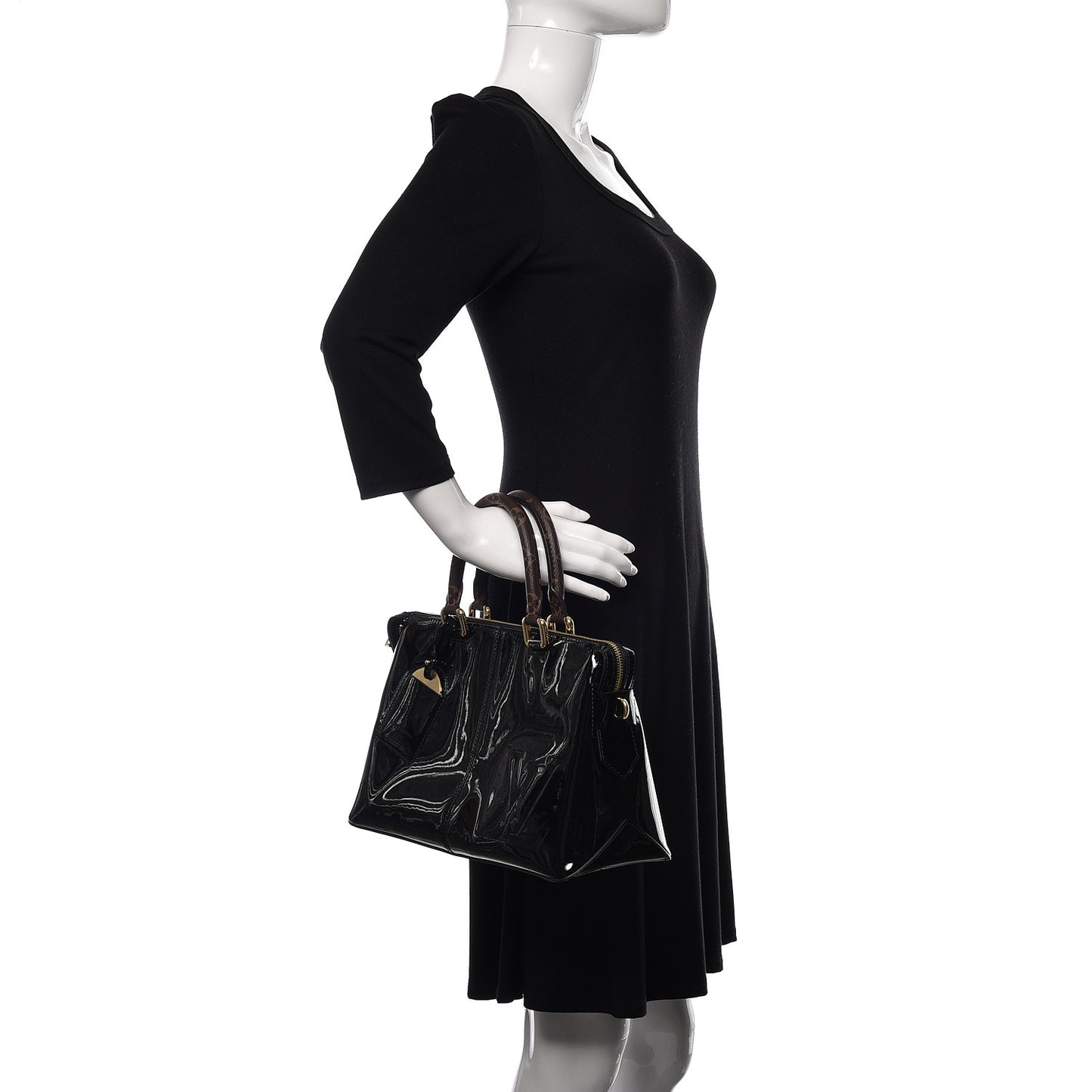 Patent Calfskin Miroir Tote Black