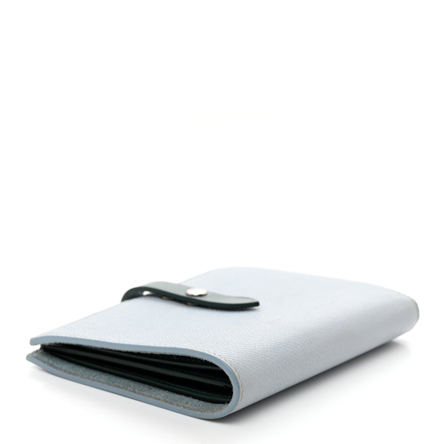 Grained Calfskin Medium Multifunction Strap Wallet Pale Blue