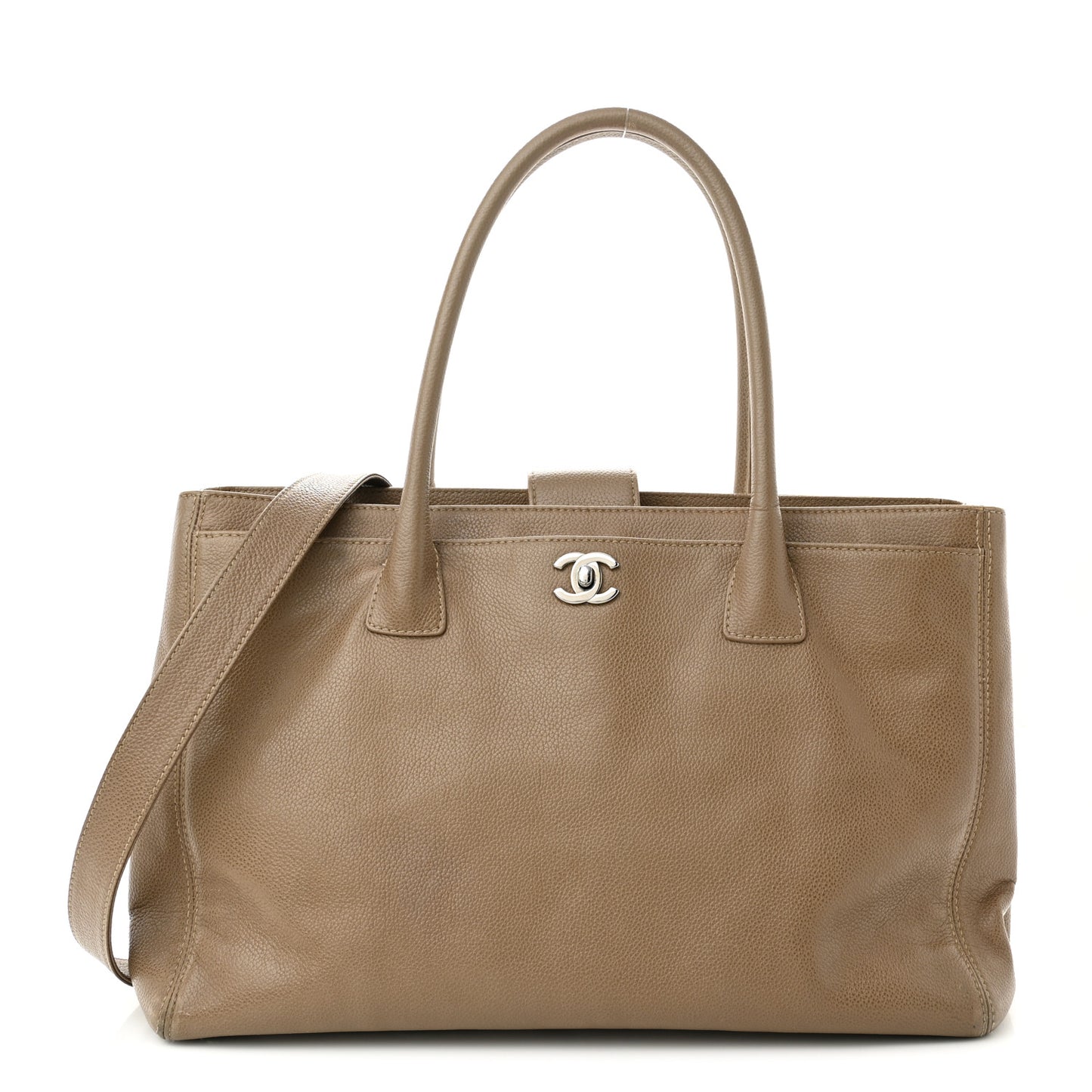 Calfskin Cerf Executive Shopper Tote Light Brown