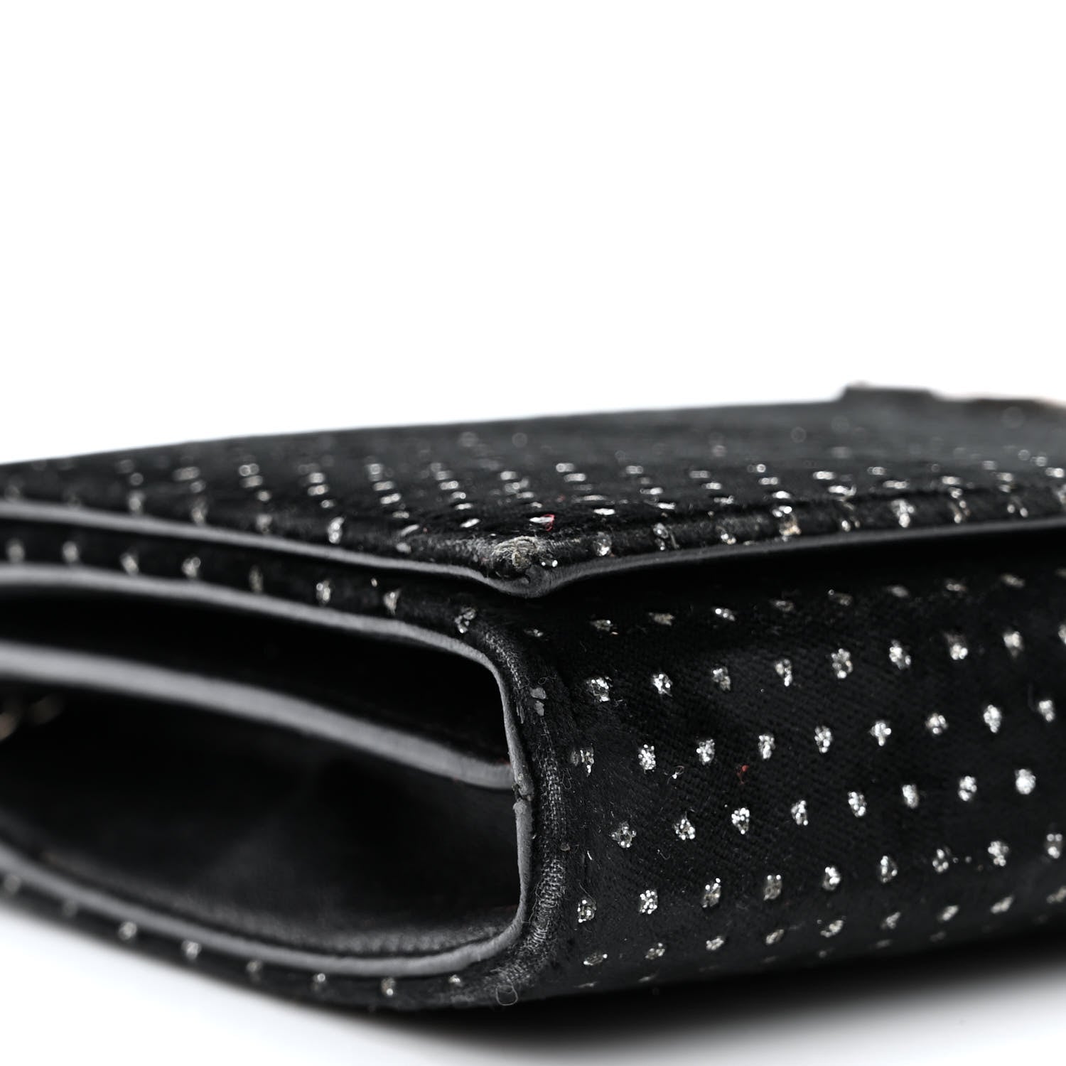 Saint Laurent Velvet Crystal Monogram Chain Wallet Black 8 of 14